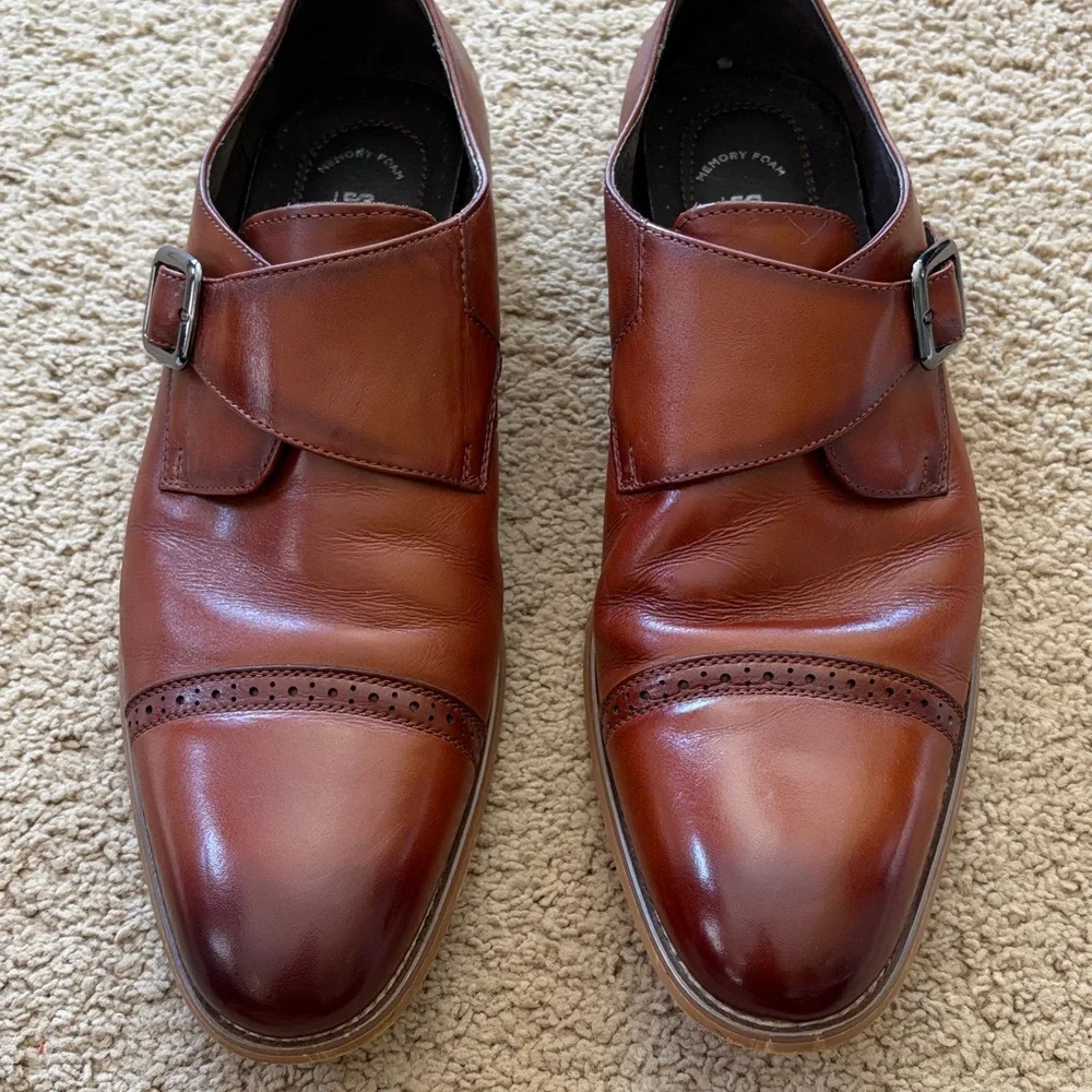 Stacy Adam’s cognac leather monk strap loafer dress shoe 12M - Picture 8 of 13